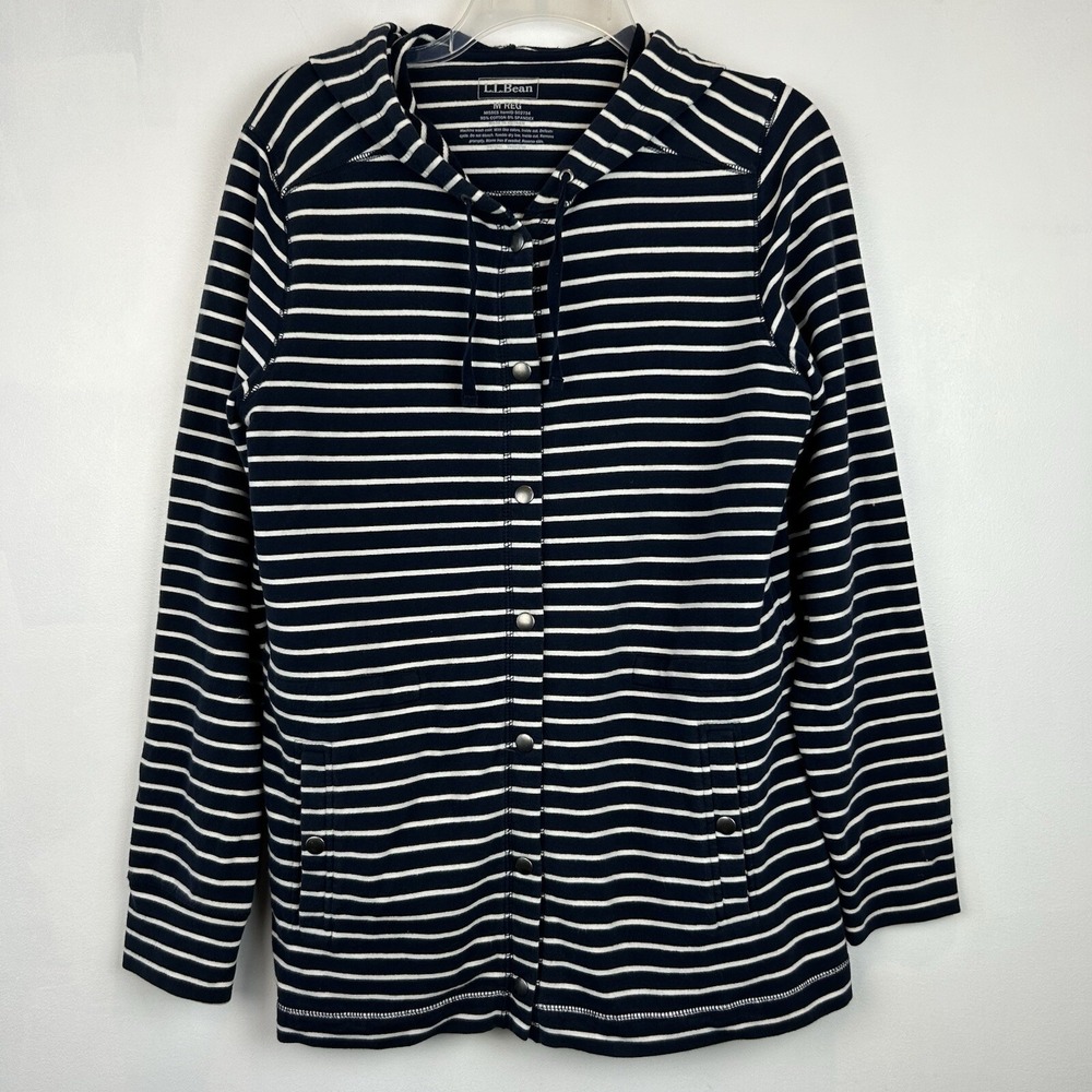 LL Bean Blue Jacket Womens Misses M Reg Fleece Full Zip Sweatshirt Soft Read